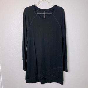 90 DEGREE Crossover Front Black Long Sleeve Sweatshirt-Like Women's Top Size XL